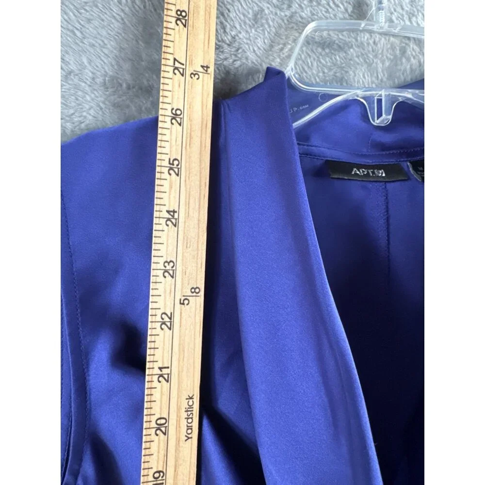 Apt. 9 Womens Cowl Neck Sleeveless Blouse Medium Royal Blue Satin - Picture 6 of 7